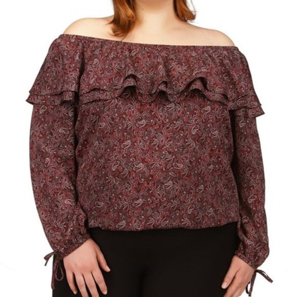 MICHAEL Michael Kors Plus Size Ruffled Tied Cuff Top NWT - Picture 1 of 4